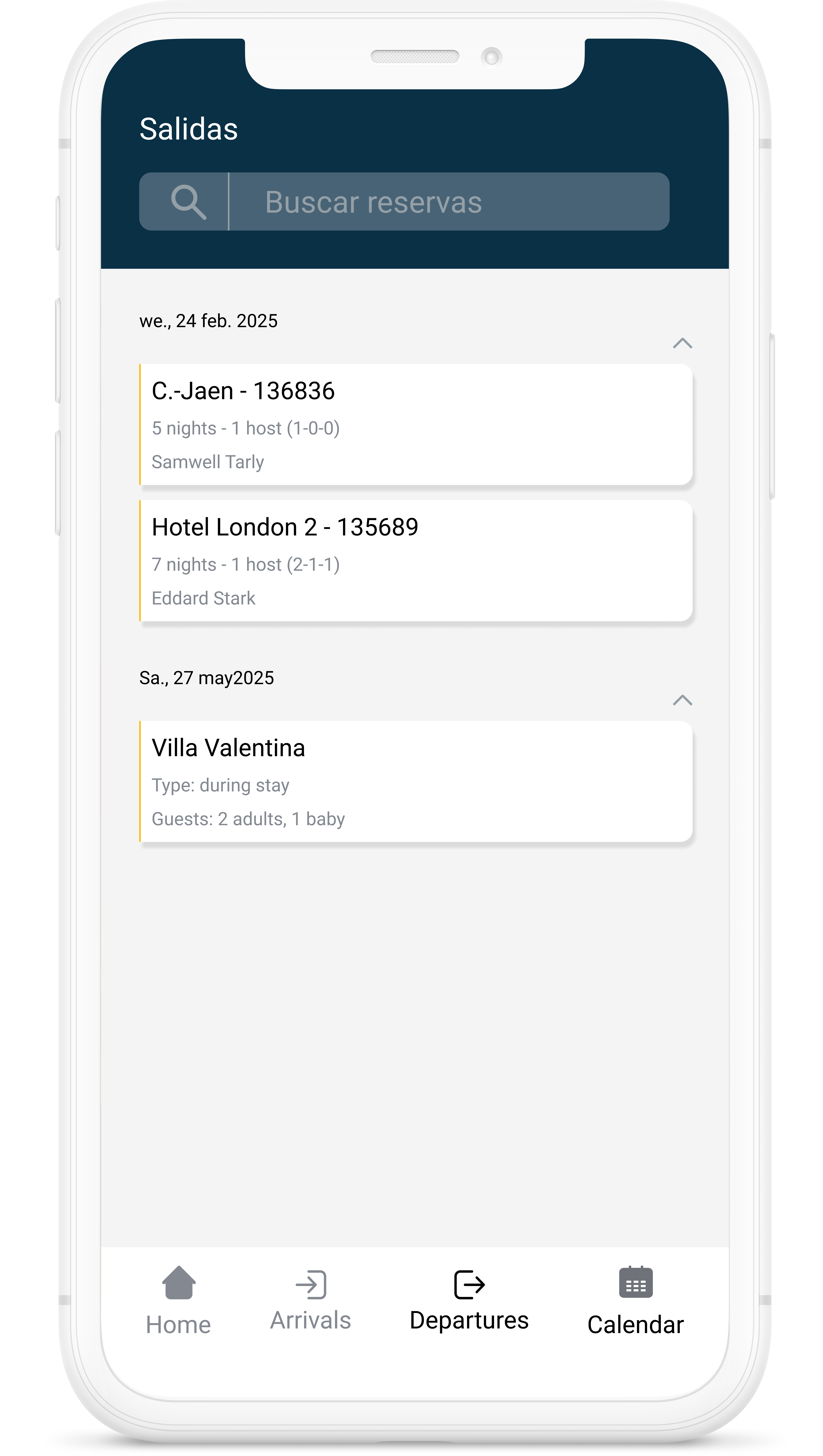 Dispositivo mobile che mostra un esempio di check-in all'interno dell'applicazione
